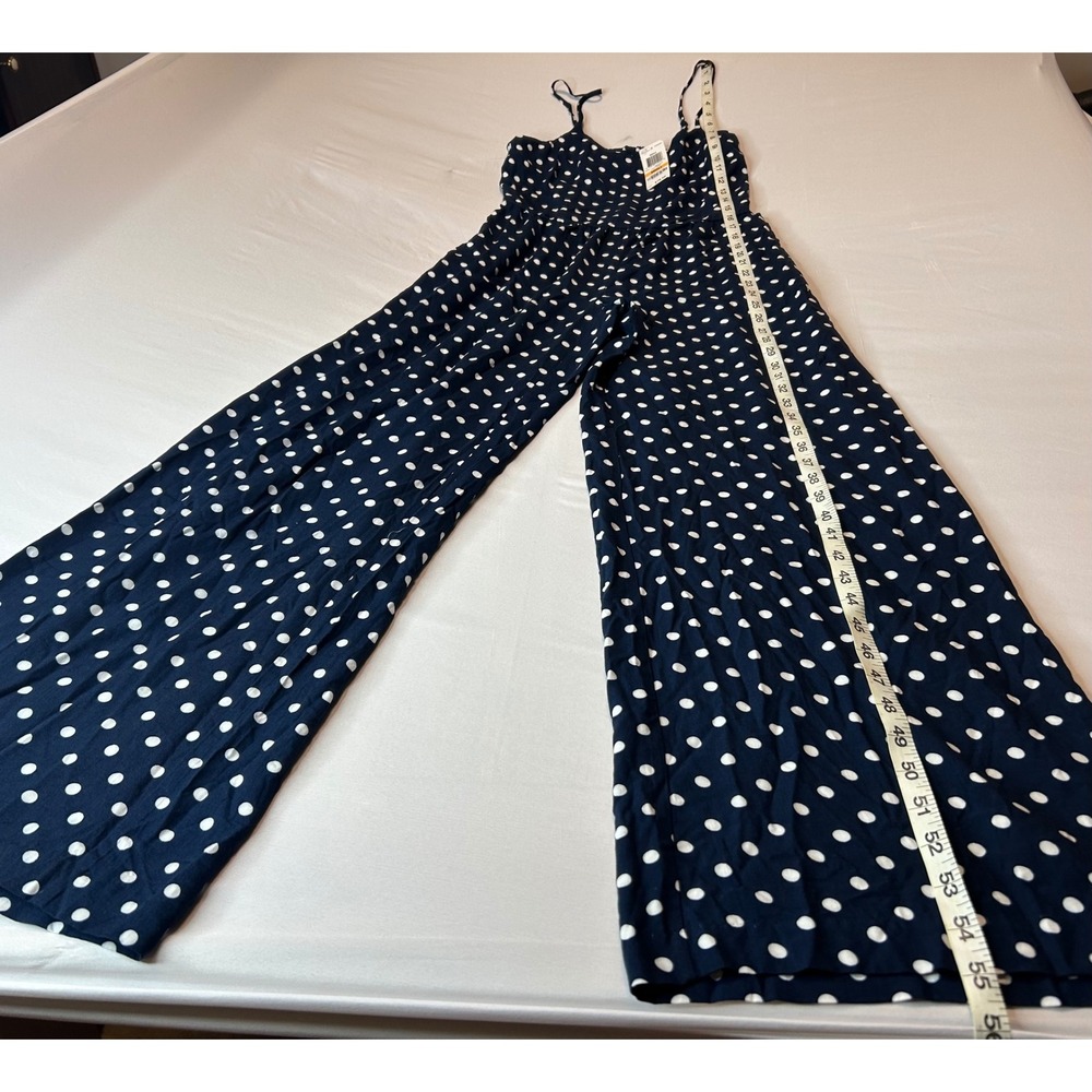 Maison Jules Navy Polka Dot Wide Leg Jumpsuit Small NWT 16DS14NVC